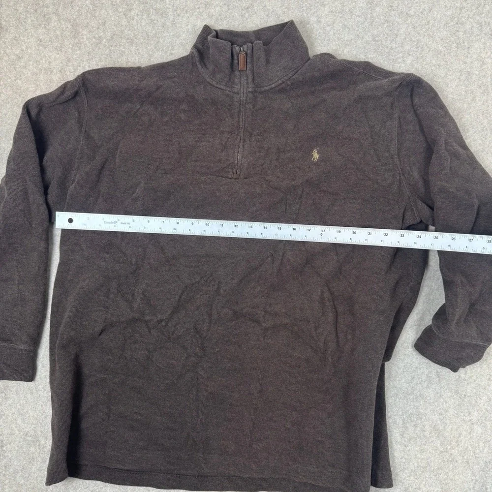 Polo‎ Ralph Lauren Quarter Zip Pullover Mens 2XB Brown Cotton Knit Logo